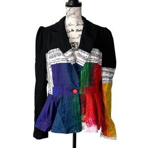 Latiste by Amy Womens Blazer Music Note Print Art to Wear Jacket Size 1x NEW